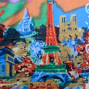 Syal Motif Paris-Brown Cream